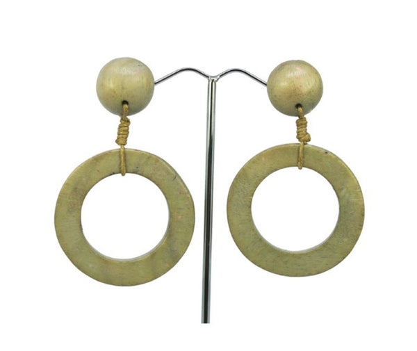 SC Wood Round Earrings - Sage