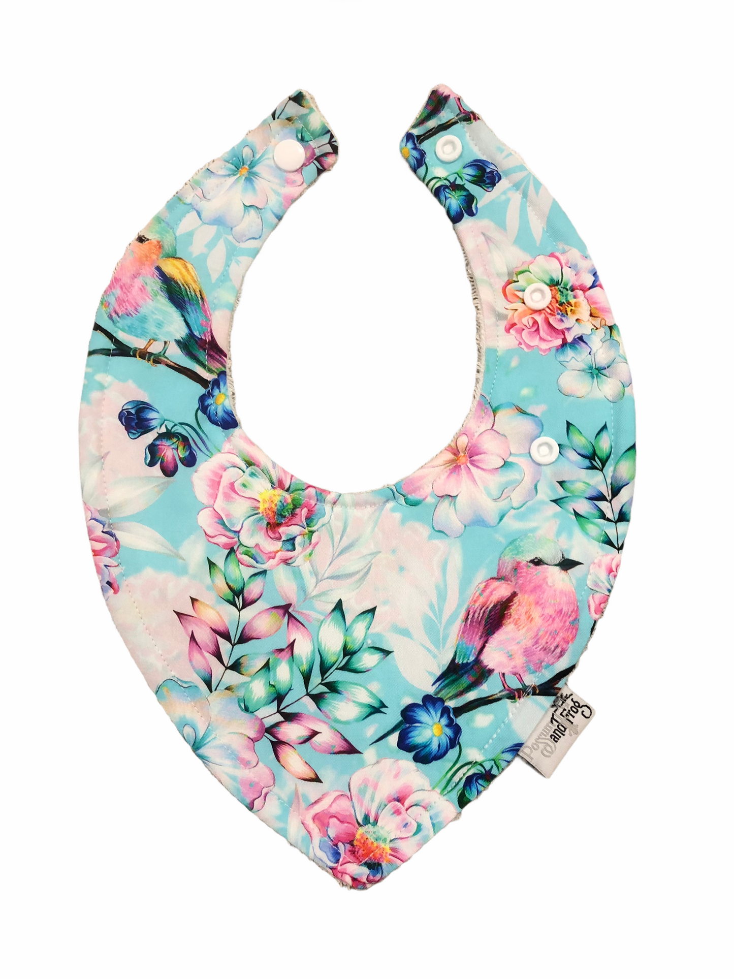 Possum and Frog - Triangle Bib - Blue Birds