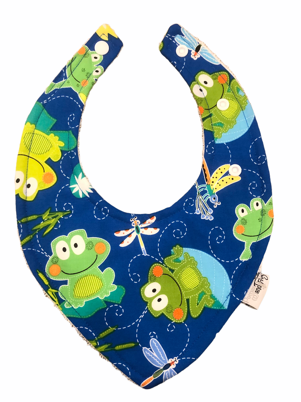 Triangle Bib Blue Frogs Possum and Frog