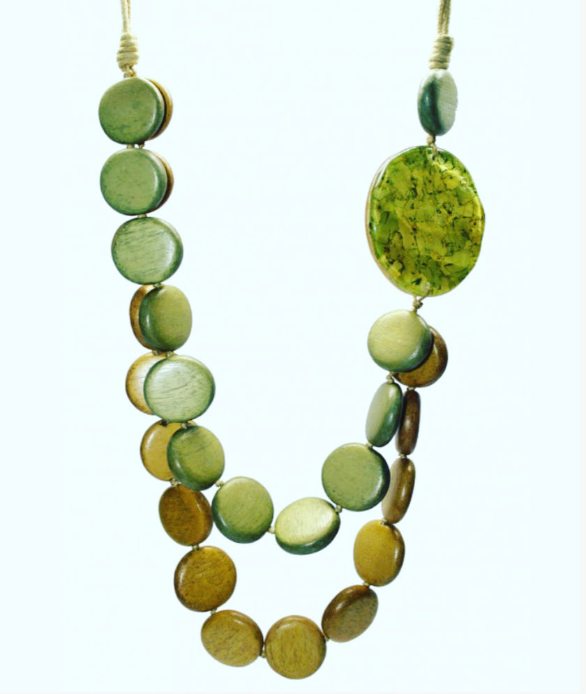 SC Wooden Necklace - Avocado Green