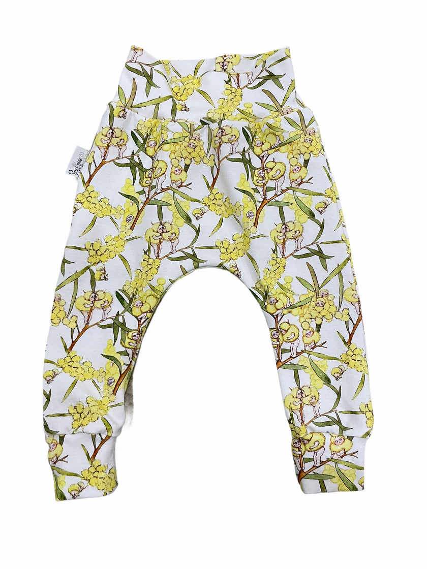 Possum and Frog - Harem Pants - May Gibbs - Blossom - YELLOW