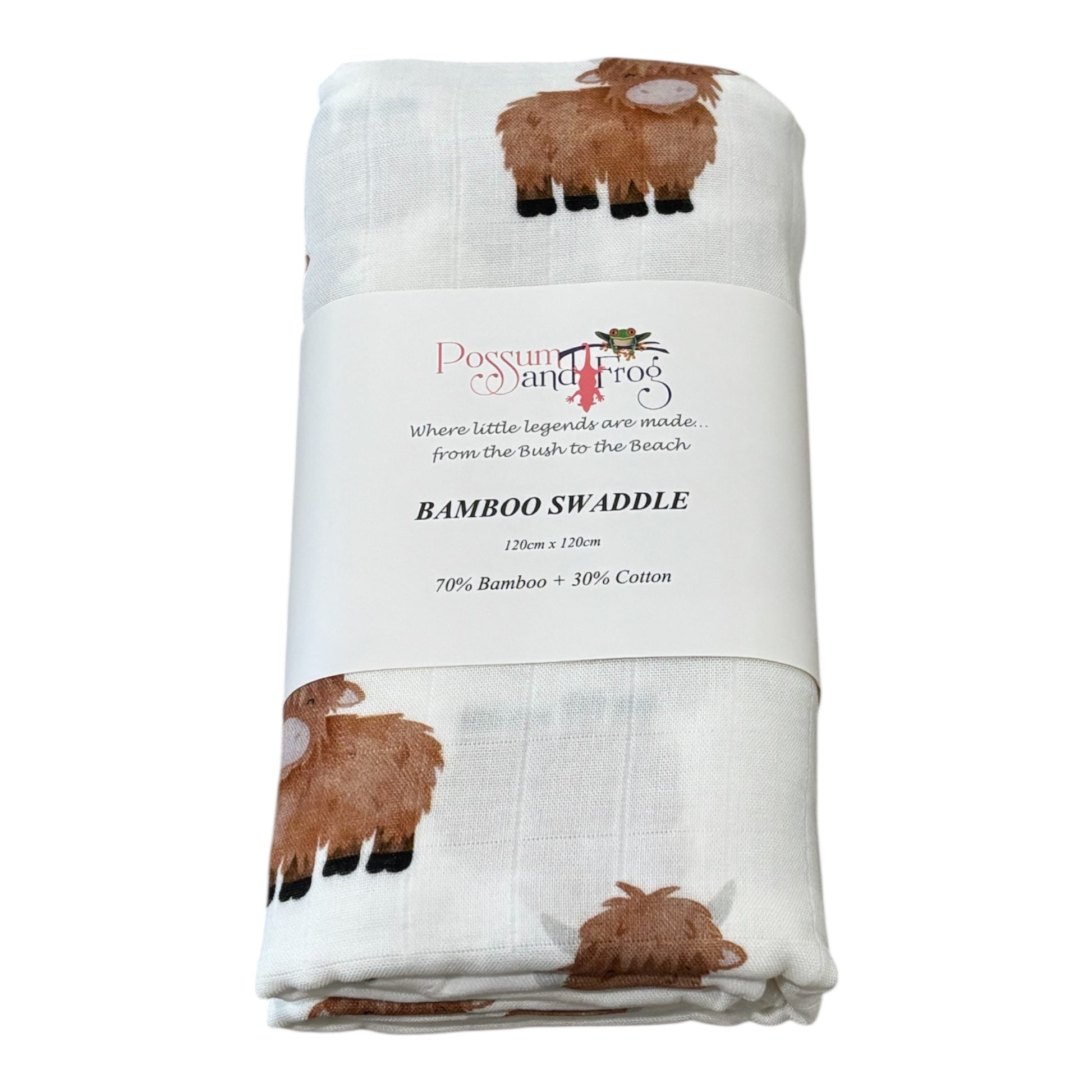 Aussie Highland Cow Bamboo Swaddle