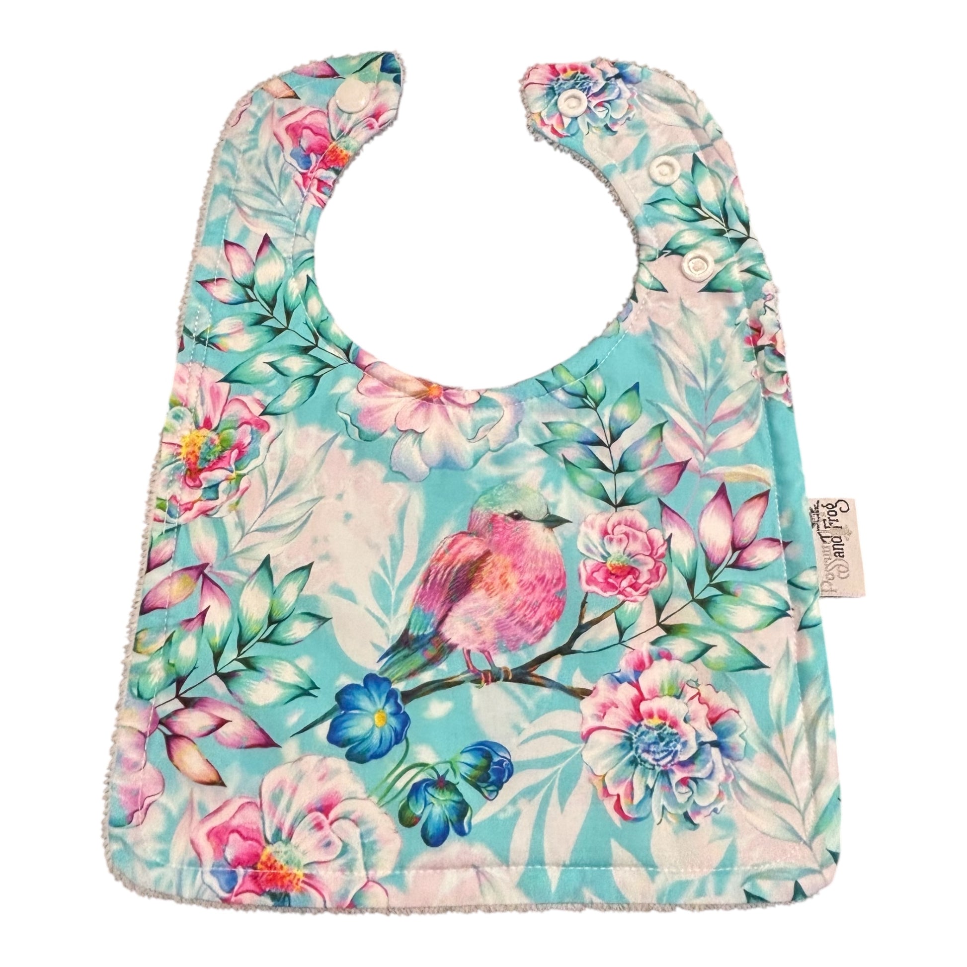 Rainbow Bird - Blue Round Bib