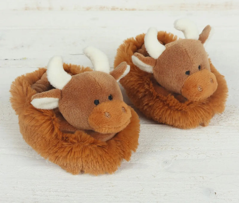 Highland Cow Plush Baby Soft Slippers