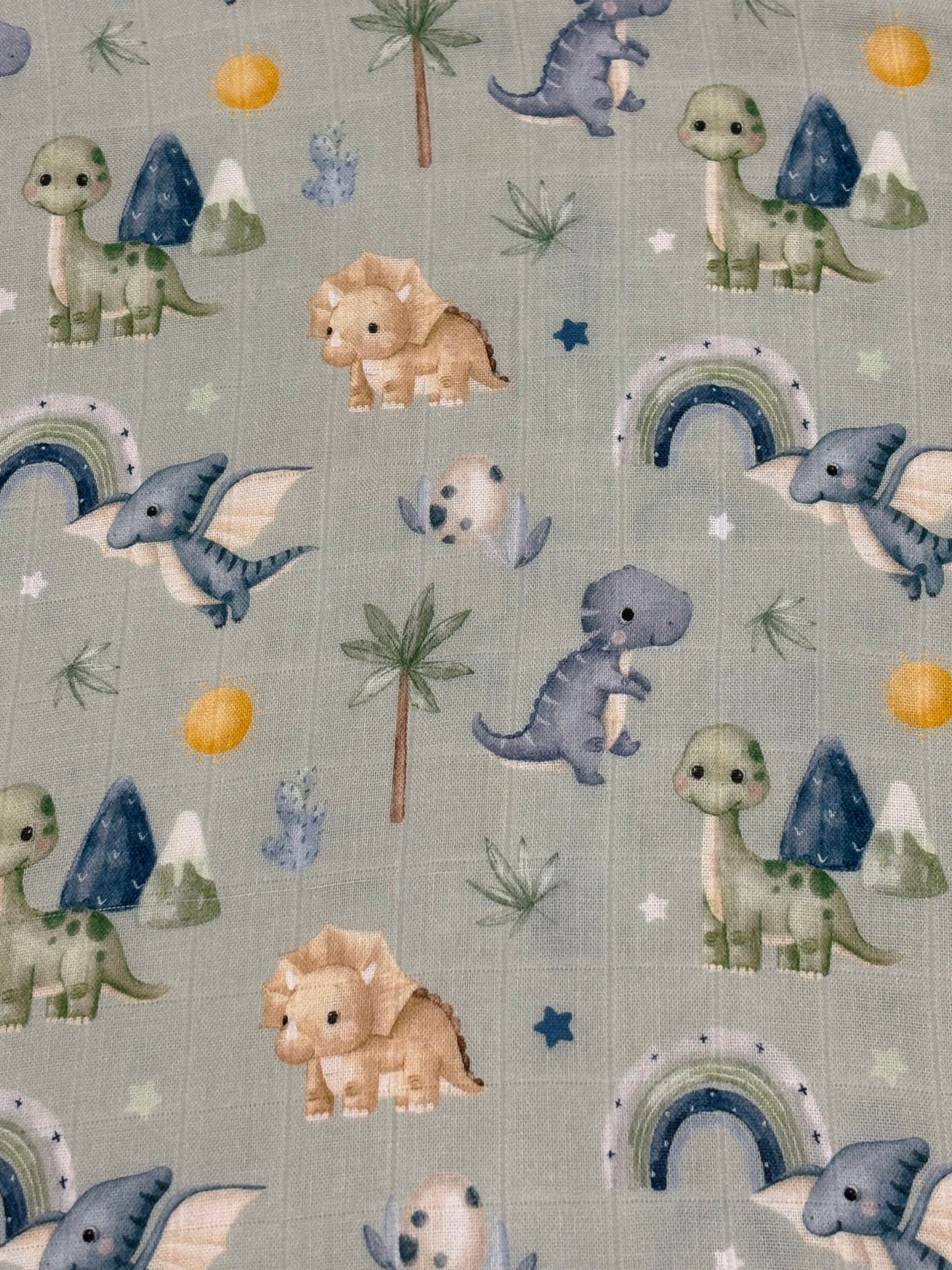 Dino Land Sage Bamboo Swaddle