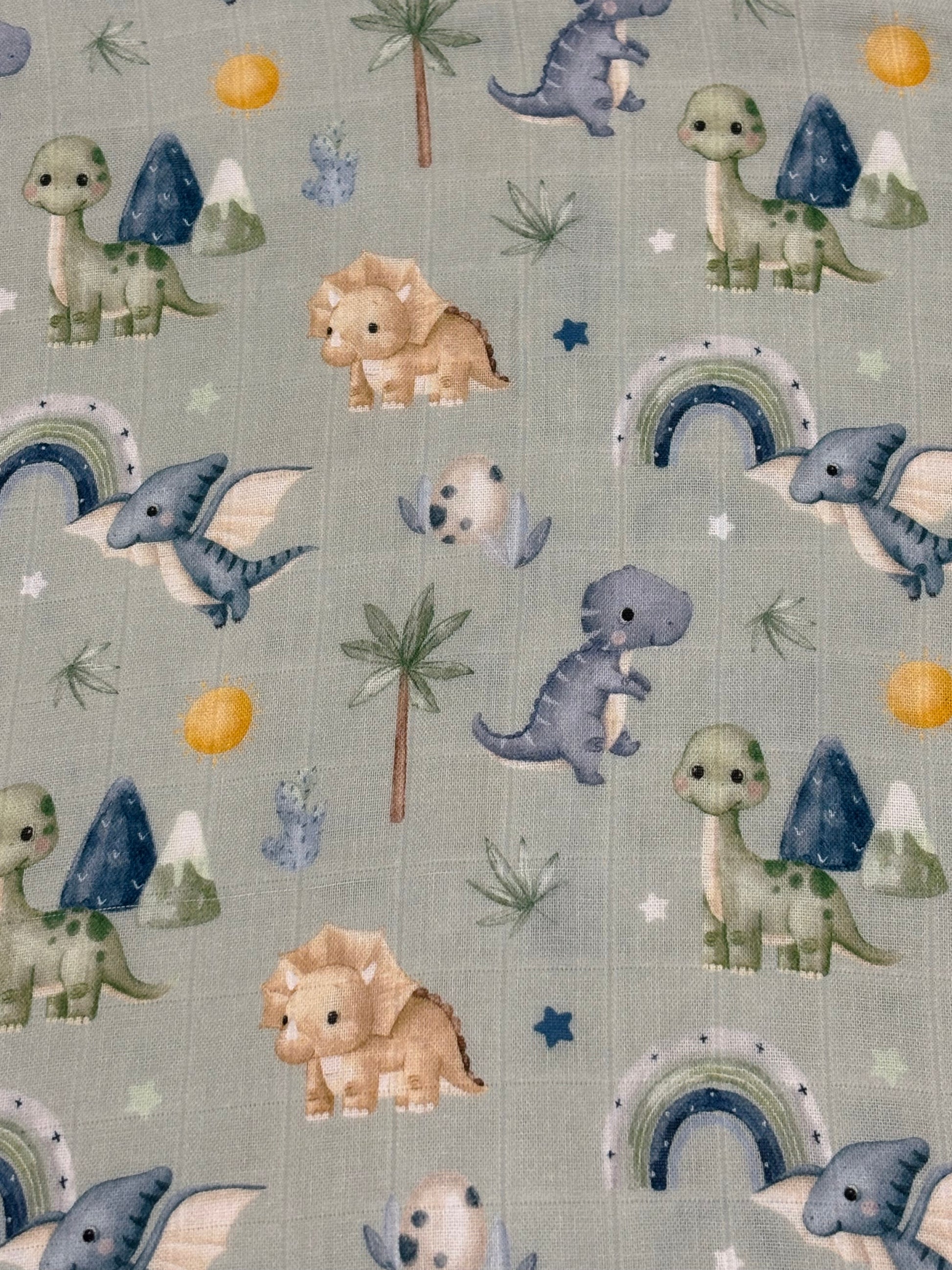 Dino Land Sage Bamboo Swaddle