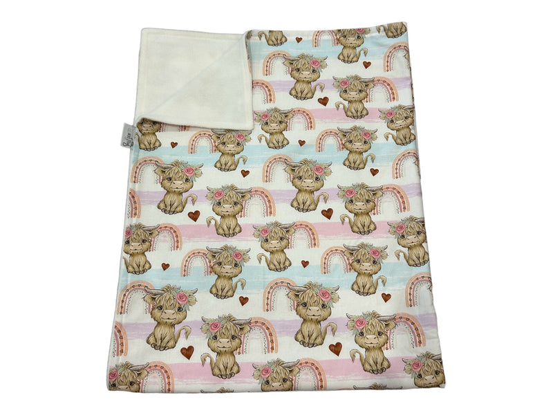 Pram Bassinet Blanket - Cow Rainbow