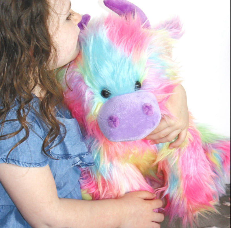 Highland Cow Soft Toy Large Rainbow - 30cm