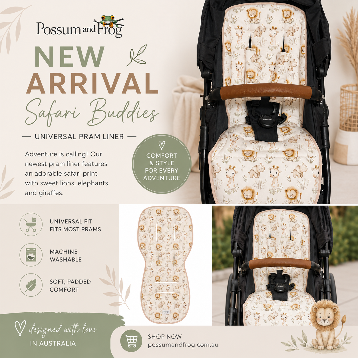 Safari Buddies Pram Liner Bundle