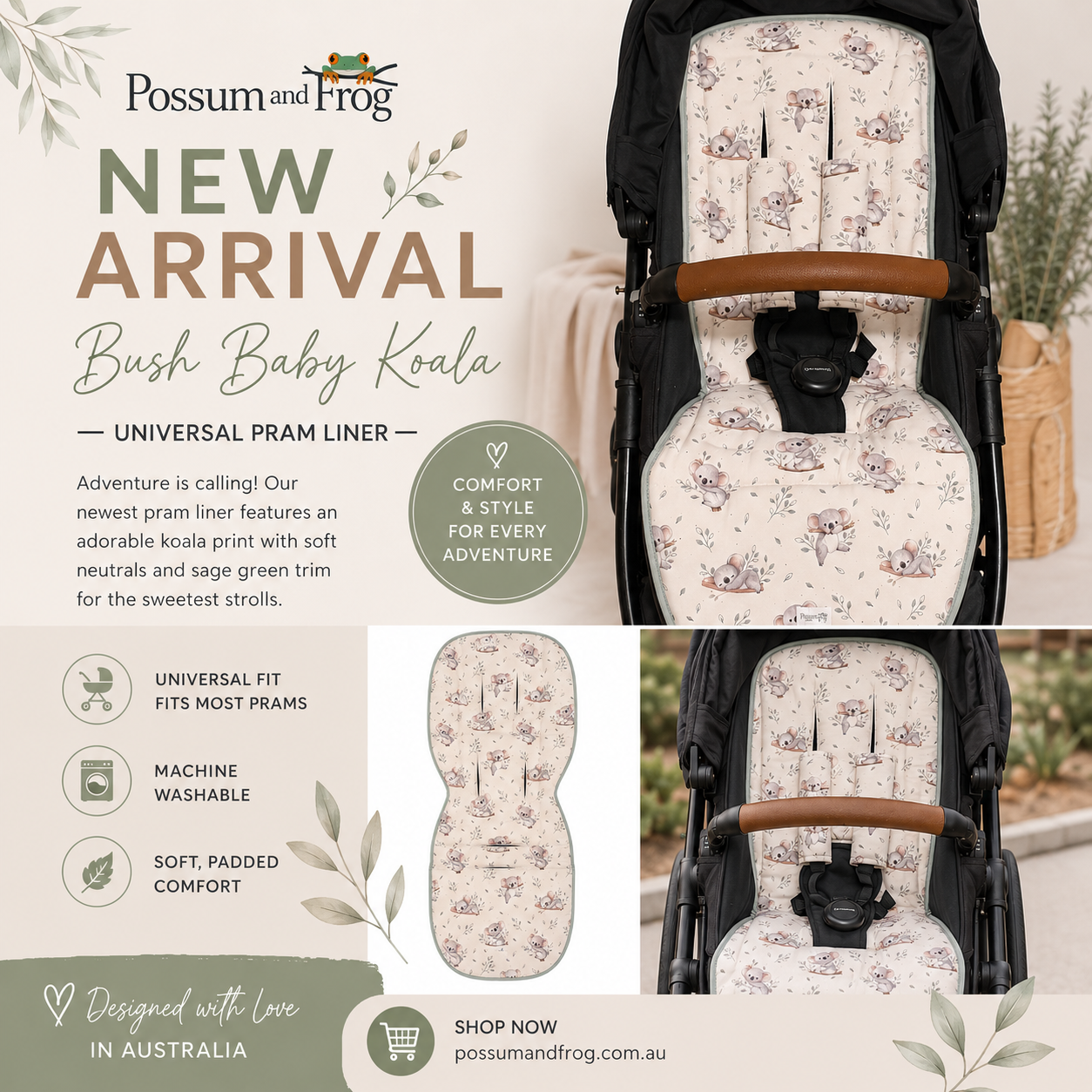 Bush Baby Koala Pram Liner Bundle