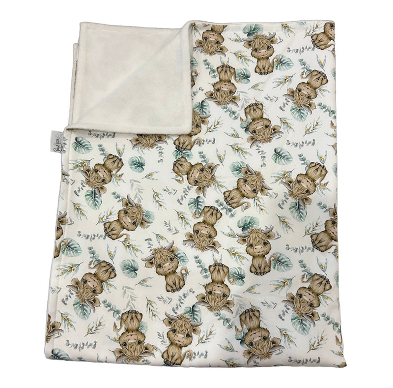 Pram Bassinet Blanket - Cows Leaves