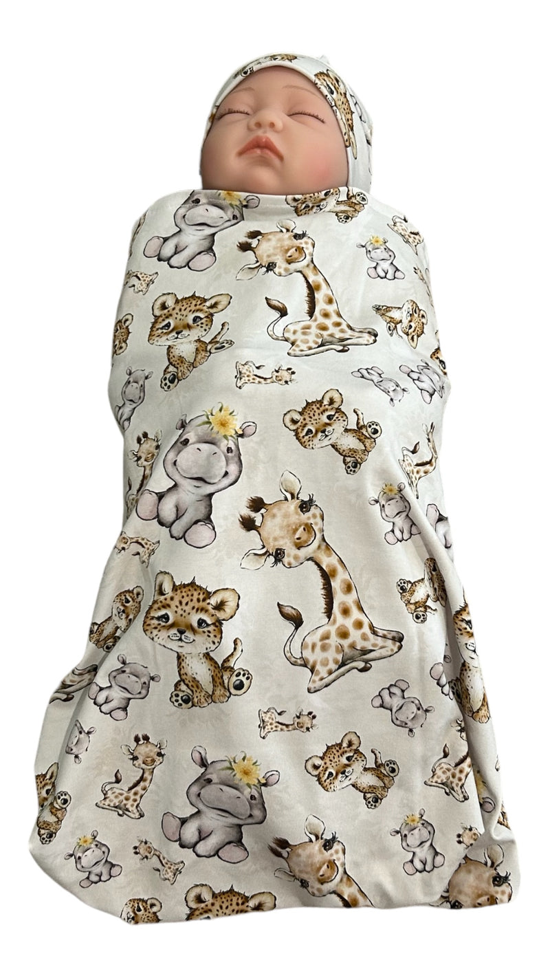 Swaddle Set - Safari Babies- NATURAL