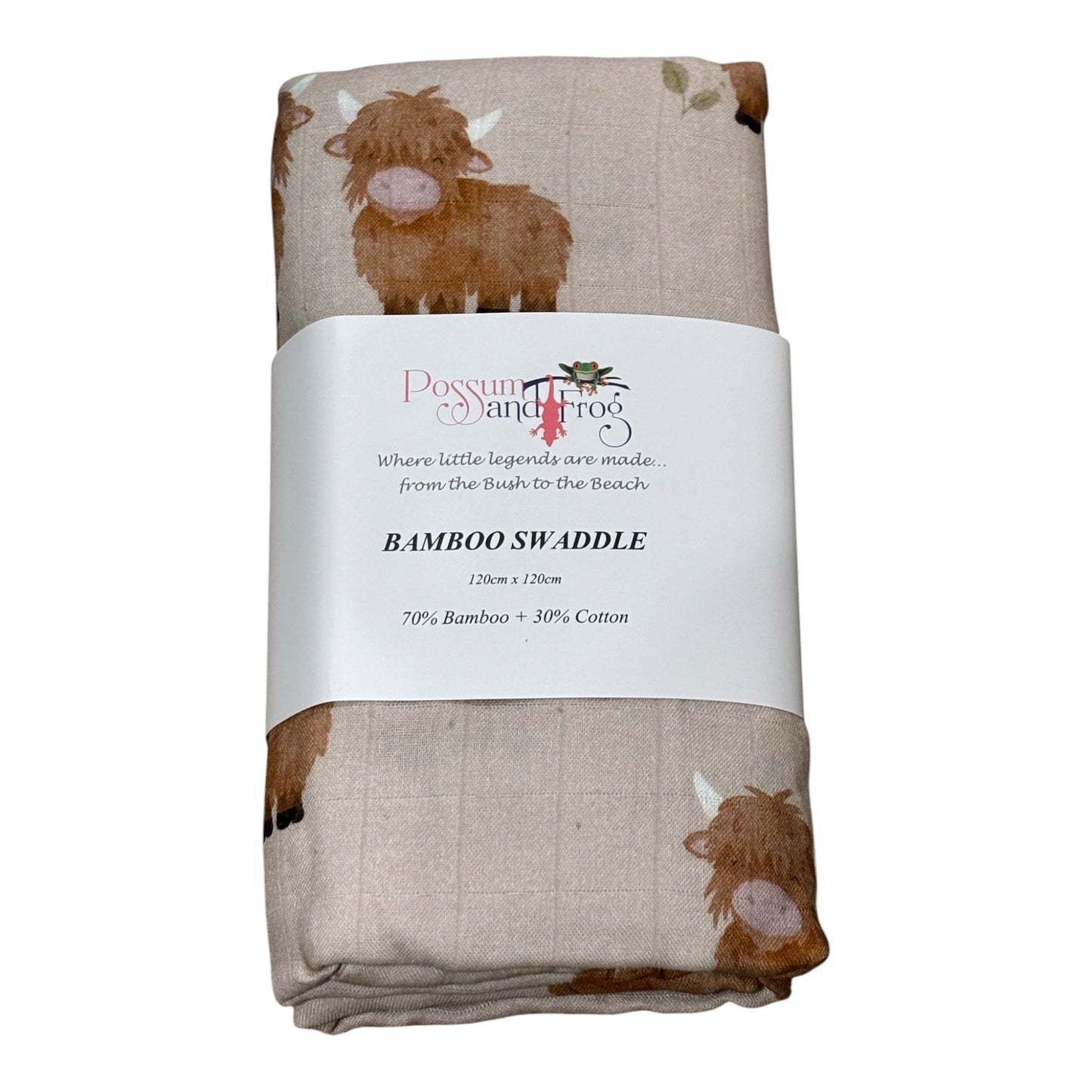 Aussie Highland Cow Bamboo Swaddle