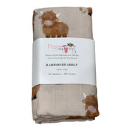 Aussie Highland Cow Bamboo Swaddle