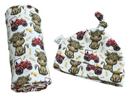 Swaddle Set - Cows & Tractors