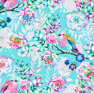 Rainbow Bird - Blue Round Bib