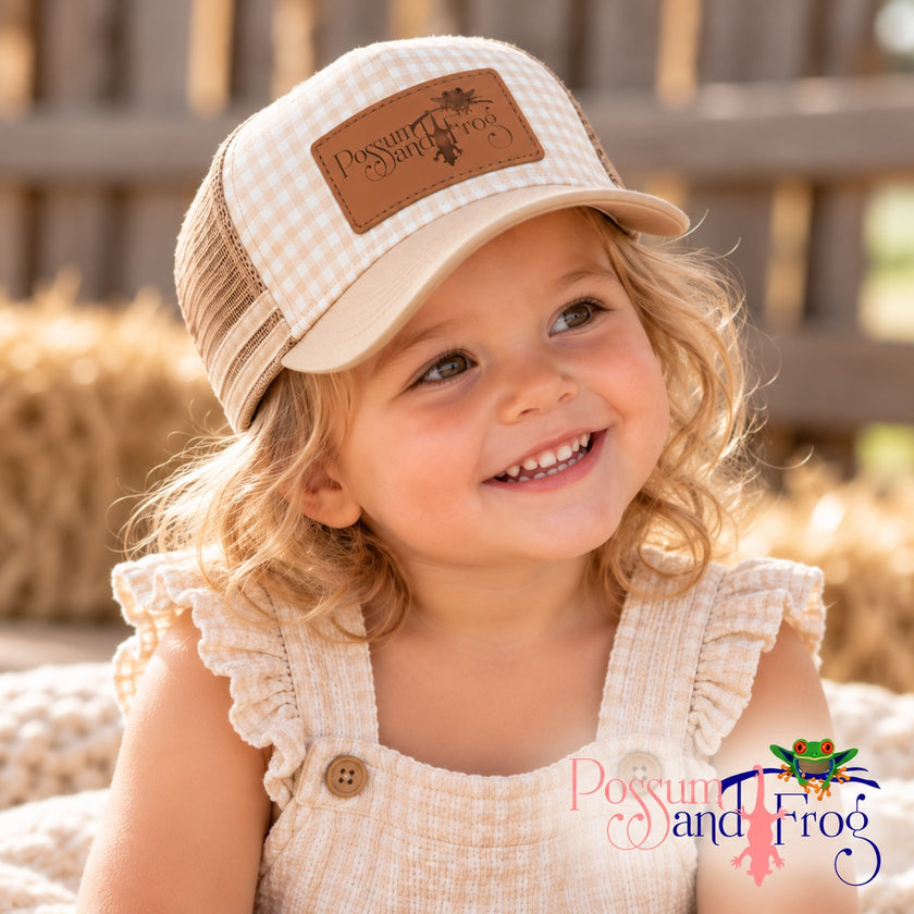 Kids Gingham Trucker Cap