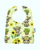 Highland Cow Yak Rounded Bib - Sunflowers