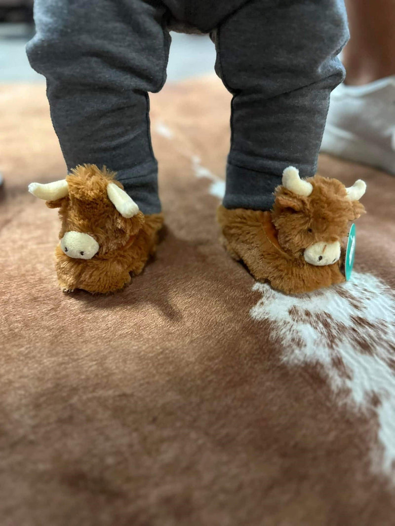 Highland Cow Plush Baby Soft Slippers