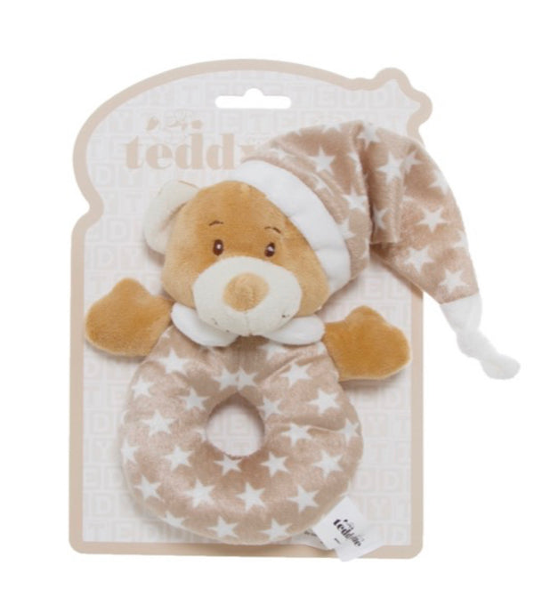 Teddy Bear Baby Rattle - Neutral