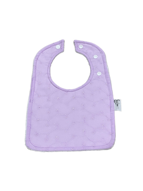 Rounded Bib- Purple Embroidery