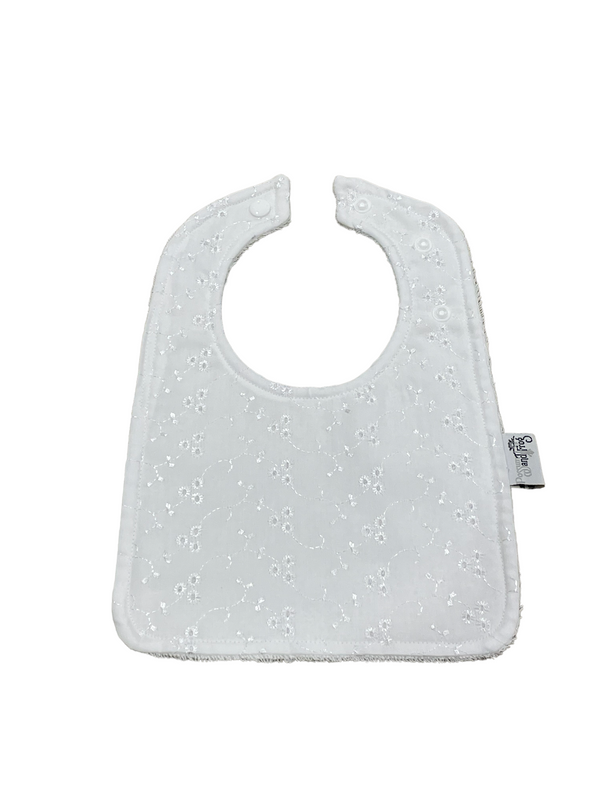 Rounded Bib - White Embroidery