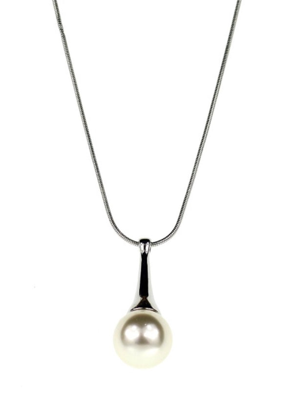 Pearl Drop Necklace - Silver