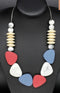 TJ Beaded Necklace - Red and Denim