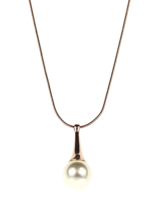 Pearl Drop Necklace - Rose Gold