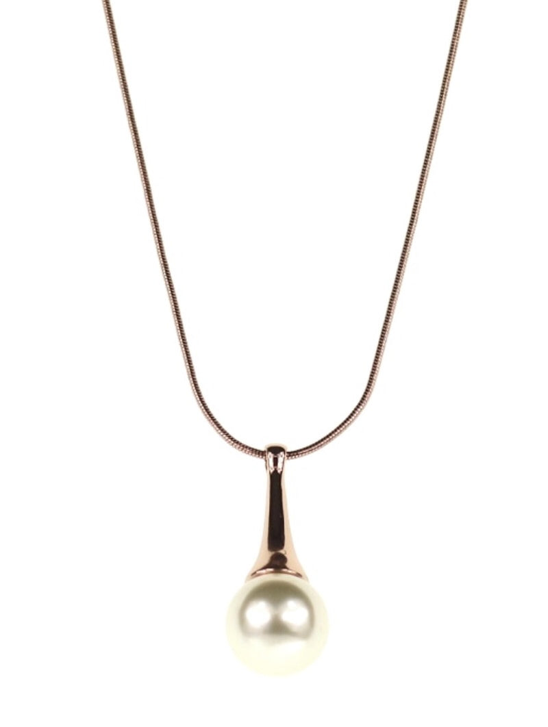 Pearl Drop Necklace - Rose Gold